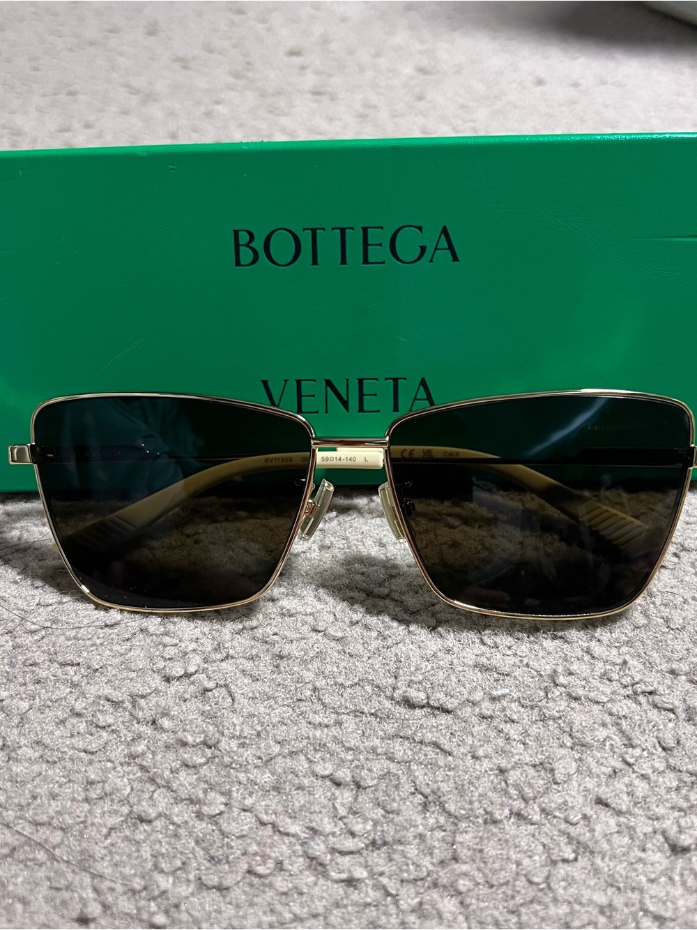 Bottega Veneta Gold Frame Dark Lens Sunglasses